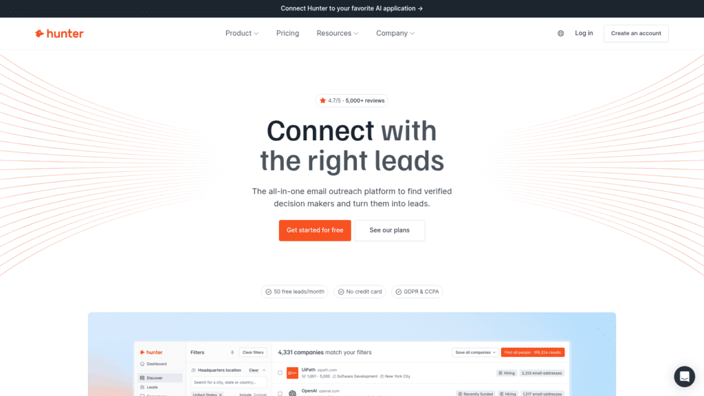 Hunter as one of the best web research tools