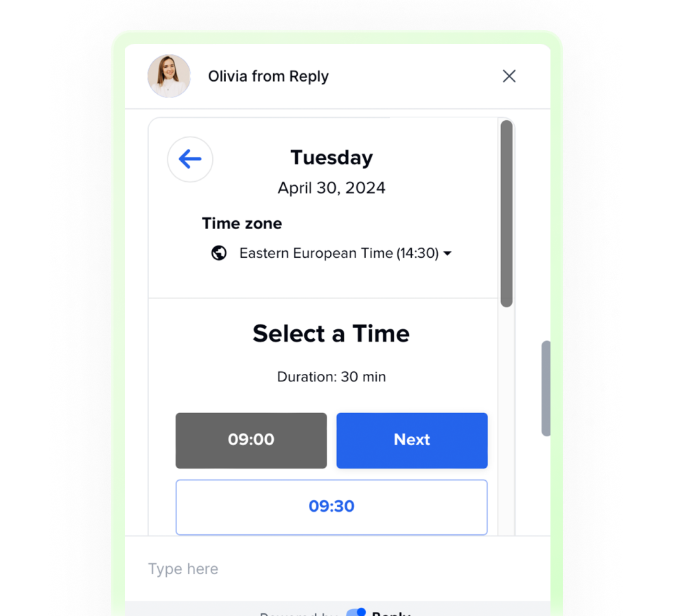 AI chat meeting booking