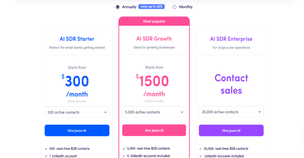 jason ai sdr pricing