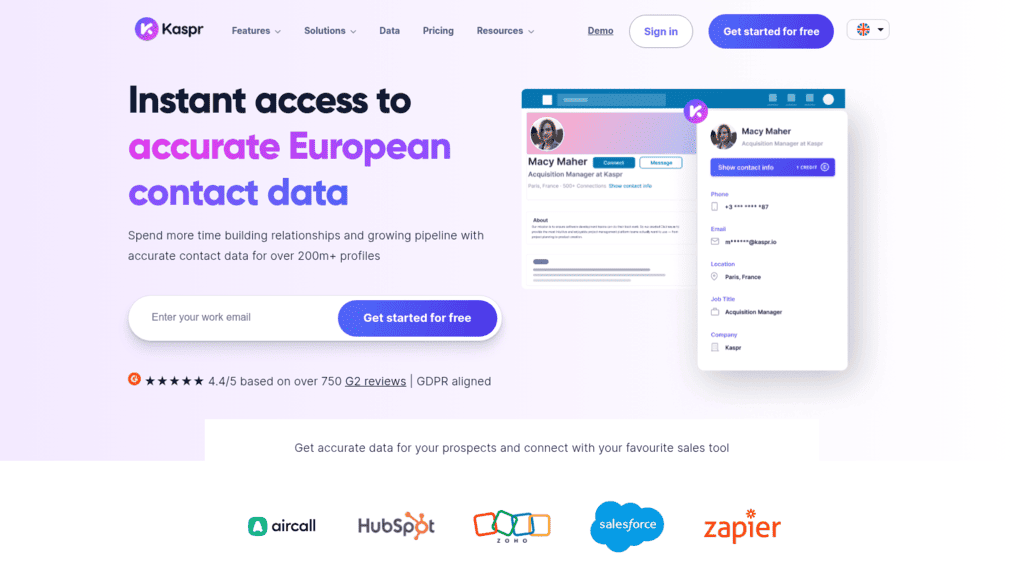 Kaspr as one of the best web research tools