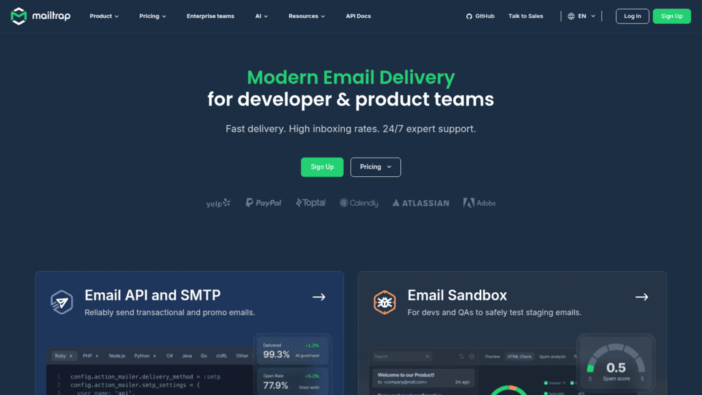 Mailtrap as one of the best email apis