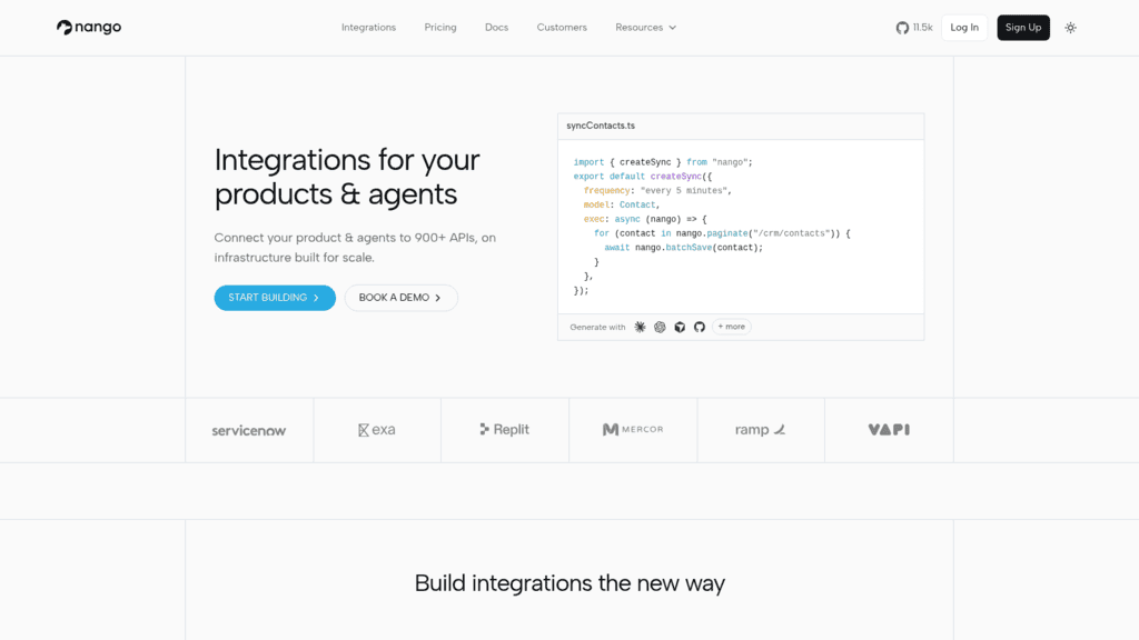 Nango as one of the best crm apis