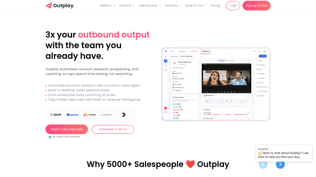 Outplay as one of the best sales execution software