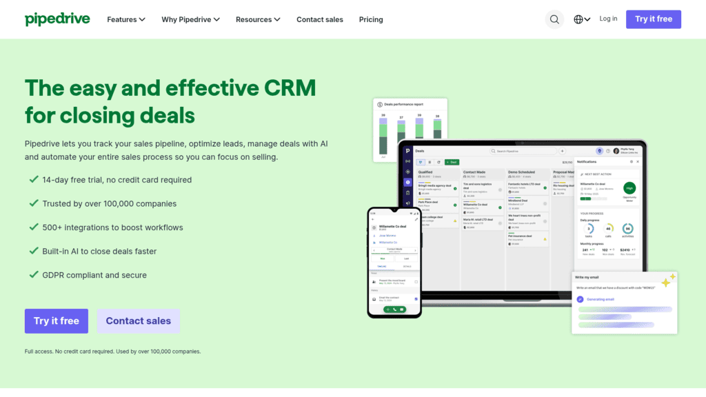 Pipedrive as one of the best crm apis