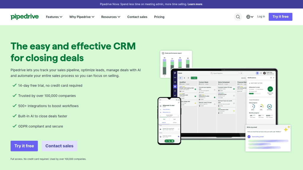 Pipedrive as one of the best sales workflow tools