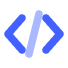 Code icon: blue angle brackets with a slash, representing code-related action