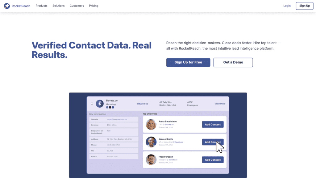 RocketReach as one of the best web research tools