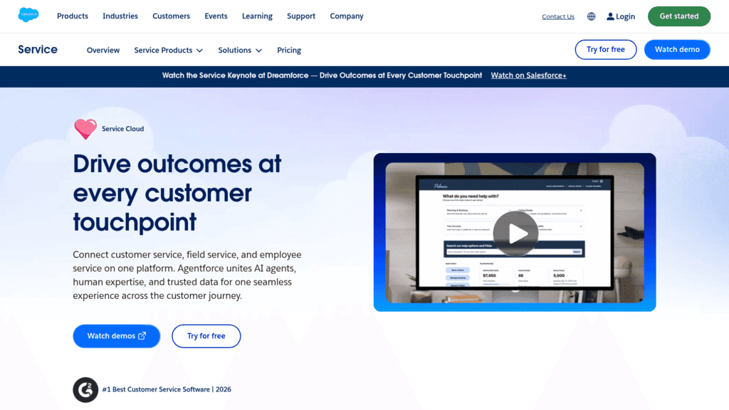 Salesforce Service Cloud as one of the best digital engagement software