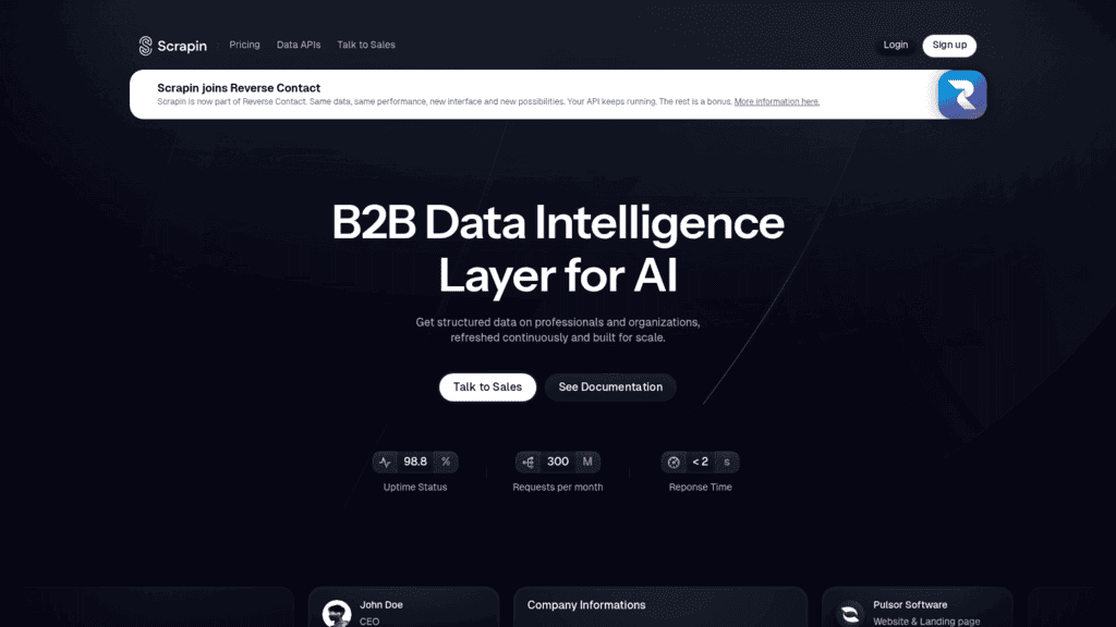 ScrapIn as one of the best company profile apis
