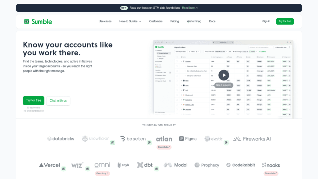 Sumble as one of the best intent data apis