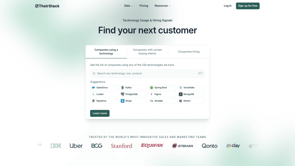 TheirStack as one of the best technographic data apis