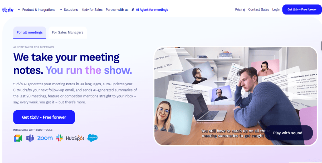 tl;dv, as an ai meeting assistant for in person meetings