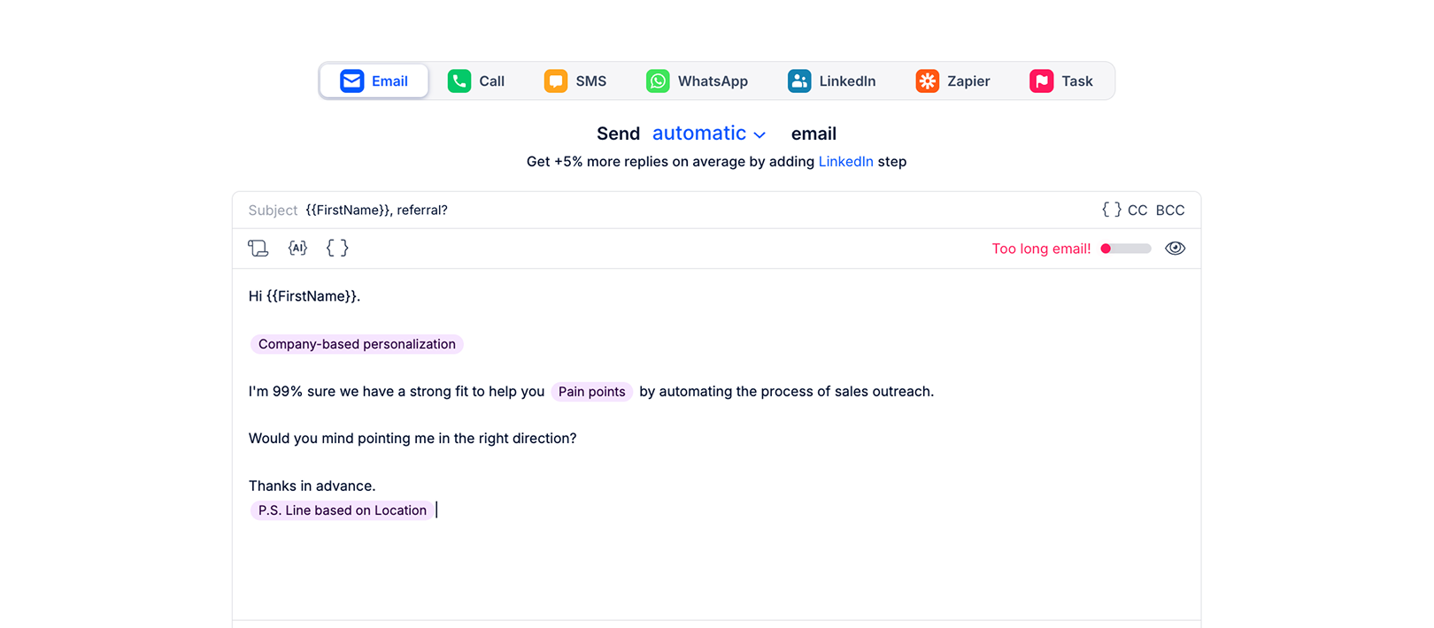 Build your unique library of sequence and message templates